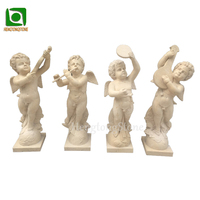 Statue d'ange miniature en marbre blanc naturel pour décoration de jardin extérieur