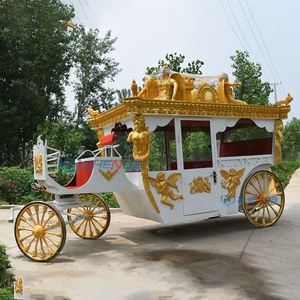 Escultura Ornamentada en Oro Blanco de Carruaje Real con Caballos para Fotografía de Bodas, Desfiles y Eventos - Product Image 4
