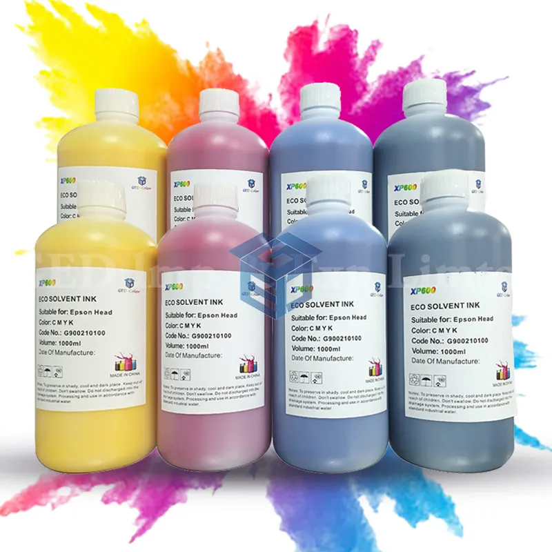 Guangzhou GED Großformatdrucker DX5 Druckkopf Ölbasierte Tinte 1-Liter XP600 Öko-Lösungsmittel-Tinte für Außenbereich