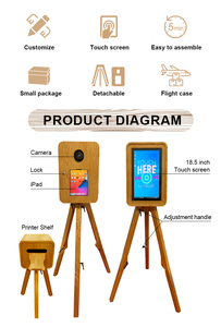 Portable Standing Retro Surface Pro Double Sided Vintage <b>Pad</b> Wooden Photo Booth Machine With Camera and <b>Printer</b> - Product Image 3