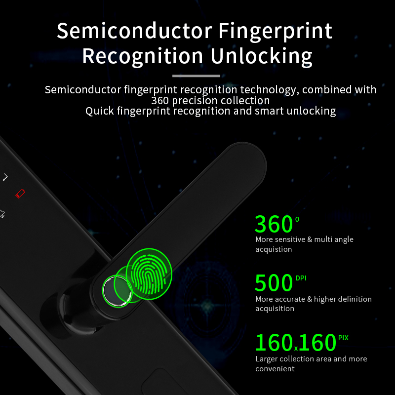 Glomarket Tuya App Control Unlock Fingerprint Touch Smart Door Lock Unique Chip Encryption Technology Smart Door Lock