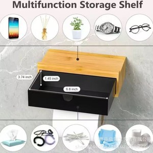 ชั้นวางติดผนังไม้พร้อมลิ้นชักและราวแขวนผ้าสำหรับเก็บของในครัว - Product Image 5