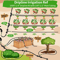 Kit complet d'irrigation goutte à goutte pour jardin, système d'irrigation micro 100FT, tubes de 1/4 ", connecteurs de tuyaux de 1/2 ", économie d'eau, installation facile