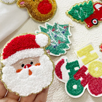 Patchs en chenille de Noël en gros à thermocoller de haute qualité, motifs Père Noël, sapin, bonbon, chaussette, pour vêtements homme et femme