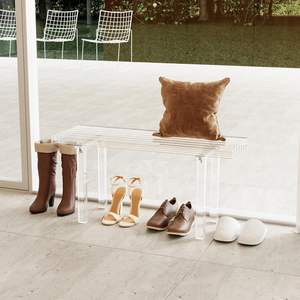 <span class=keywords><strong>Banco</strong></span> largo de acrílico transparente a medida para asiento de entrada, <span class=keywords><strong>banco</strong></span> de almacenamiento de zapatos luicte para el extremo de la cama del dormitorio - Product Image 6