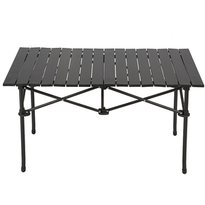 Kejie Black Lightweight Portable Aluminum <b>Folding</b> Camping Picnic <b>Table</b> with Modern Design 5.6kg for Outdoor Furniture Beach Use - Product Image 2