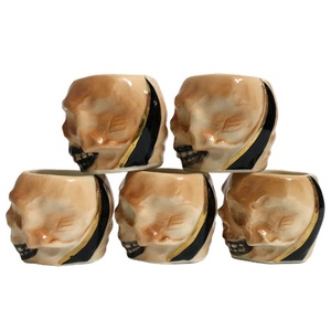 Ustom-Mini vaso de cerámica con dibujo de cráneo y <span class=keywords><strong>Tequila</strong></span>, vasos de sublimación góticos para whiskey, venta al por mayor - Product Image 5