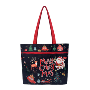 2025 New Style Christmas <b>Personalised</b> High Quality Heavy Weight Strong Handle Shoulder Embroidered Canvas Tote <b>Bag</b> with Zipper - Product Image 1