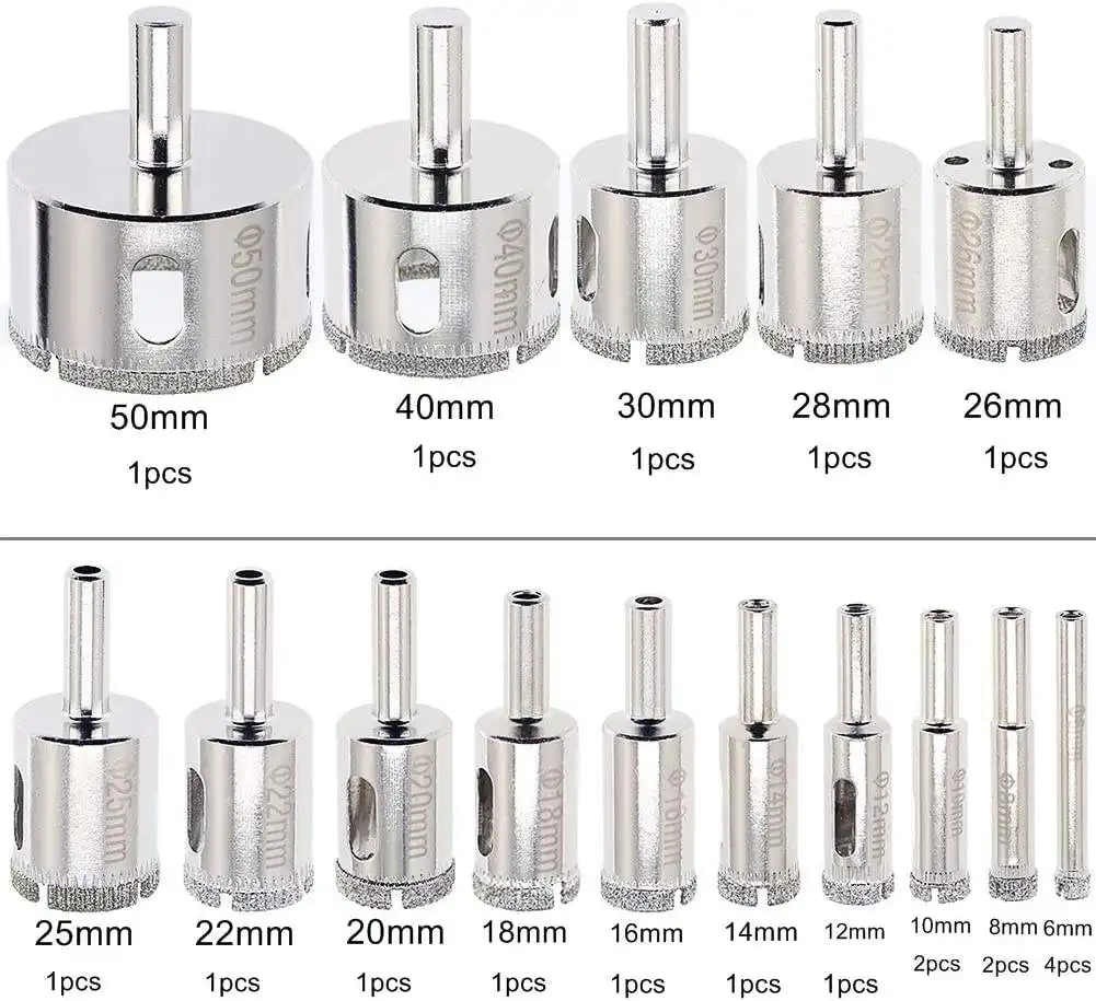 ขายร้อน 6-50 มม.กระเบื้องเจาะ Bits แก้วเจาะ Bits เลื่อยเพชรเจาะบิตสําหรับกระเบื้องแก้วเซรามิคหินอ่อนตัด Porcelain