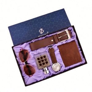 Set de Regalo de 6 Relojes para Hombre para San Valentín, Cumpleaños y Otras Ocasiones - Caja de Reloj de Cuero PU con Serigrafía Negra/Marrón - Product Image 1