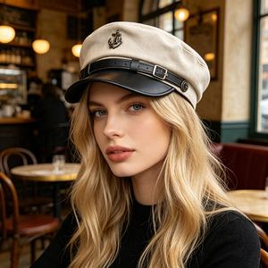 Béret en jean polyester pour femme, style coréen rétro (tendance Instagram) pour l'automne/hiver, casquette de newsboy/marin - Product Image 3