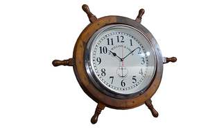 Fait à la main 18 pouces Quartz plastique et bois Art Design bateau roue horloge murale Style traditionnel aiguille décor à la maison salon scénique - Product Image 3