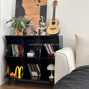 1PC Étagère <span class=keywords><strong>de</strong></span> rangement blanche/noire en MDF, bibliothèque à 6 cubes, meuble <span class=keywords><strong>de</strong></span> rangement élégant pour salon, style moderne - Product Image 6
