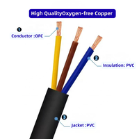 NYM-J NYM-O Mehradriges Kabel 0,75/1,5/2,5/4/6mm Kupfer PVC-Mantel Kupfer-Gebäudekabel 3G1,5 3G2,5 Gelb/Grün