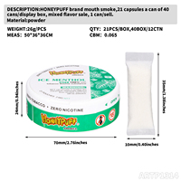 Granules rafraîchissants pour la bouche de marque Honeypuff 21 capsules une boîte de différentes saveurs à choisir en gros et personnalisable