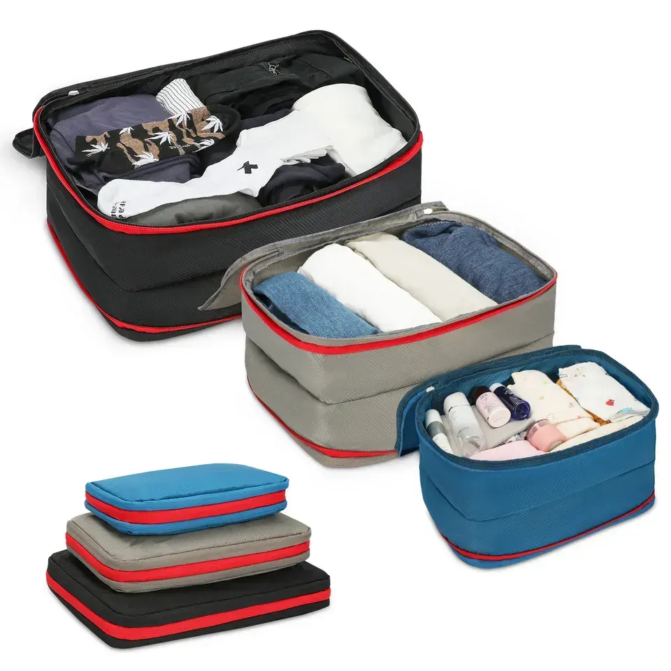 2 डी नायलॉन फोल्डेबल यात्रा बैग के लिए 1 ढहने योग्य हल्के कपड़े भंडारण बैग 3 पीसी सेट पैकिंग