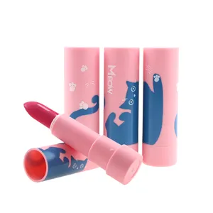 Groothandel Private Label Classic 6 Kleuren Schattige Kat Roze Lip Case Veganistisch Hoge Pigment Hydraterende Lippenstift Set