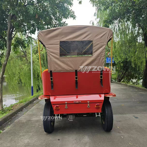 Auto Eléctrico Vintage Rojo con Asientos Naranjas y Detalles Dorados, Vehículo Descapotable de 5 Pasajeros para Turismo - Product Image 2