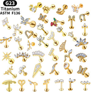 सोने की आंतरिक थ्रेड इयररिंग्स G23 टाइटेनियम मिश्र धातु चेरी पत्ती होंठ स्टड फैशन महिलाओं की शैली दैनिक जीवन भेदी गहने - Product Image 1