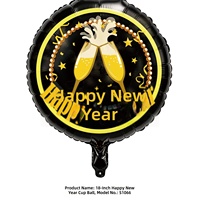 Sortierte Frohes Neues Jahr Folienballons Schwarz Gold Mylar-Ballon Champagner Disco-Kugel für Silvester-Party-Dekoration Großhandel