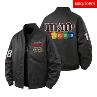 Blouson Bomber Homme Grande Taille 100% Nylon Col Côtelé Multi-Poches Fermeture Éclair Intégrale Coupe Ample Décontracté Style Aviateur Logo Personnalisé
