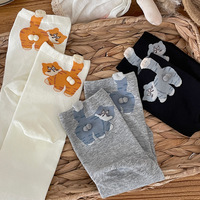Chaussettes mignonnes en coton tricoté respirant pour femmes, motif chat 3D, dessin animé, idéales pour l'été, design animal amusant, logo personnalisé, vente en gros