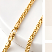 Collar de Cadena Cubana en Tono Dorado Personalizado con Colgante de Eslabones Trenzados, Cadena de Joyería Gratis para Regalo y Fiesta