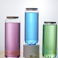 Boîtes de boisson en plastique PET de 250 ml et 550 ml vides avec anneau de traction pour soda, thé, bière avec impression sérigraphique