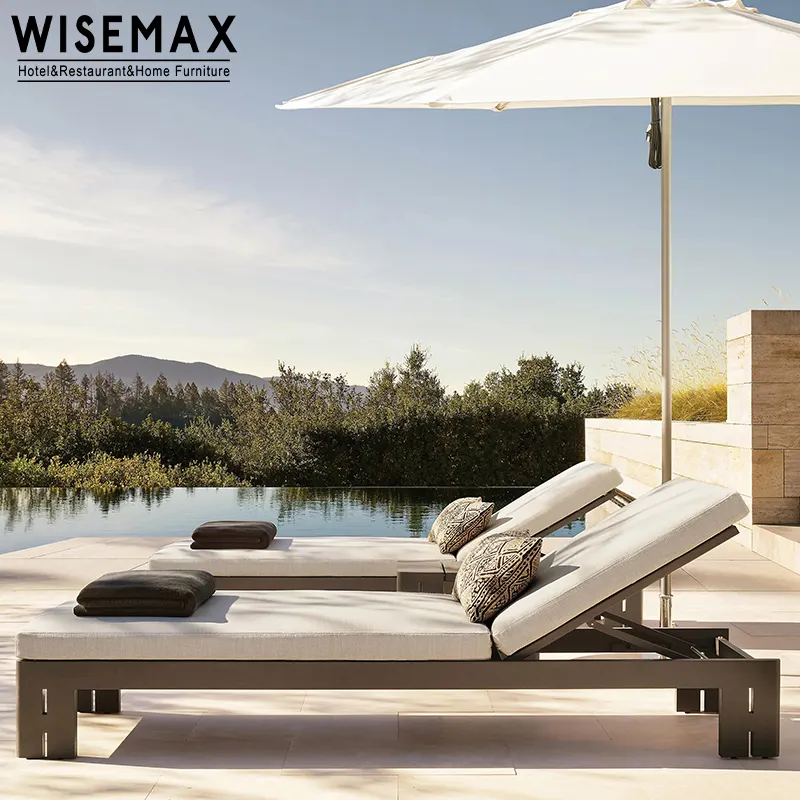 WISEMAX फर्नीचर इतालवी आधुनिक पूल बिस्तर आउटडोर फर्नीचर समायोज्य बैक एल्यूमीनियम कपड़े असबाब आंगन के लिए दिन का बिस्तर