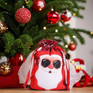 Small Christmas <b>Drawstring</b> Gift Bags with Rope Handle Candy Sack Pouch Christmas Gift Idea - Product Image 5