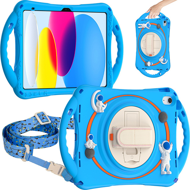 Thick Silicone Tablet Case for iPad 10th 11th Generation 10.9 Inch Bumper Shockproof Cover With Shoulder Hand Strap Kickstand