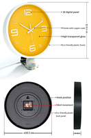 Jam dinding 3d, dekorasi Digital Modern 30cm desain sederhana dekorasi rumah