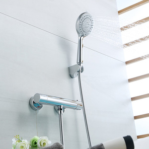 Ensemble de douche thermostatique tout cuivre avec fonction pluie et massage, contrôle de la température pour baignoire, modèle d'exportation, directement de l'usine - Product Image 1