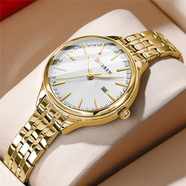 CURREN 9099 Fashion Ladies Quartz Watches Waterproof Stainless Steel Strap Japanese Movement Wristwatches Date Women Watch