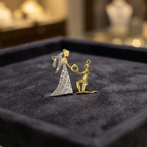 Pendentif Romantique pour Amoureux, Style Indien, Or 18K, Sertissage Pavé de Diamants, Thème Fiançailles, Bijou Unisexe - Product Image 2