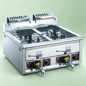 Friteuse professionnelle à gaz à double cuve pour frites, <span class=keywords><strong>tomado</strong></span>, poisson, banane, corndog - Product Image 1