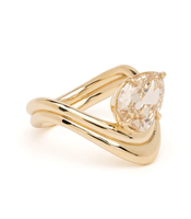 Milskye Edle Vintage-Schmuckkollektion 18k Vergoldeter Messing Zirkon Ovaler Schliff Doppelt Geschmolzener Zirkon-Ring für Damen