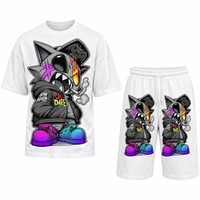 Ensemble T-shirt et short pour homme en coton 100% 350GSM, style Hip Hop Basketball, logo personnalisé, grande taille, streetwear, tenue deux pièces