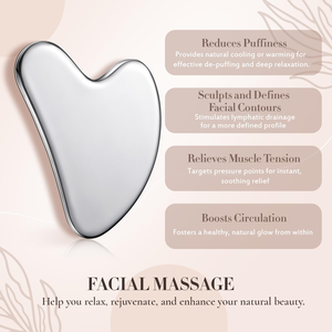 Outils faciaux en acier inoxydable 304 avec logo personnalisé, ensemble Gua Sha pour le visage, le cou et le corps, traitement de la tension faciale pour femme - Product Image 2