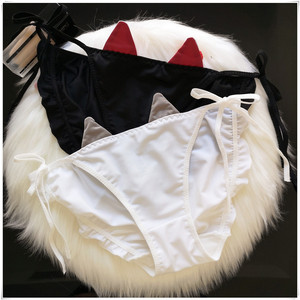 Lingerie drôle d'oreille <span class=keywords><strong>de</strong></span> chat en soie <span class=keywords><strong>de</strong></span> satin <span class=keywords><strong>de</strong></span> couleur unie culotte <span class=keywords><strong>de</strong></span> <span class=keywords><strong>dames</strong></span> sans couture <span class=keywords><strong>de</strong></span> femmes sous-vêtements - Product Image 3