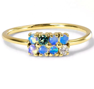 Anello a traliccio romantico in argento Sterling 925 oro 18K e rodio placcato con tormalina di diamanti opale per matrimoni e feste