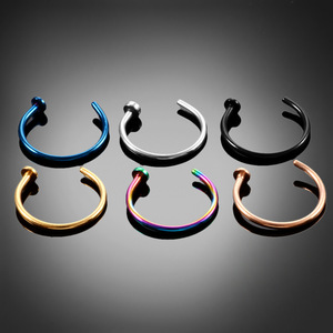 Anillo de aro de labio de Nariz de acero inoxidable fino pequeño tipo C <span class=keywords><strong>Piercing</strong></span> cuerpo de perno Unisex 6 colores 6mm 8mm 10mm chapado <span class=keywords><strong>en</strong></span> oro - Product Image 1