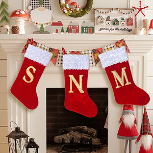 26 lettere ricamate calza di natale con fiocco di neve alfabeto personalizzato albero di Natale ornamento per la famiglia decorazione regalo - Product Image 2