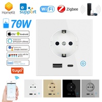 Prise murale électrique intelligente Tuya WiFi moderne avec charge rapide USB Type-C, application et commande vocale, fonction de minuterie