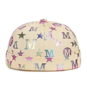 Landlord Hat Canvas Breathable Sun Protection Unisex Four Seasons Beige Star M Pattern - Product Image 1