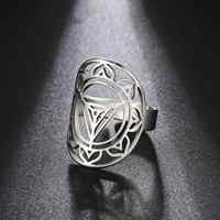 Bague de méditation Kali Yantra pour femmes et hommes, en acier inoxydable, couleur or, réglable, yoga, lotus hindou, bijoux, cadeau de la Saint-Valentin