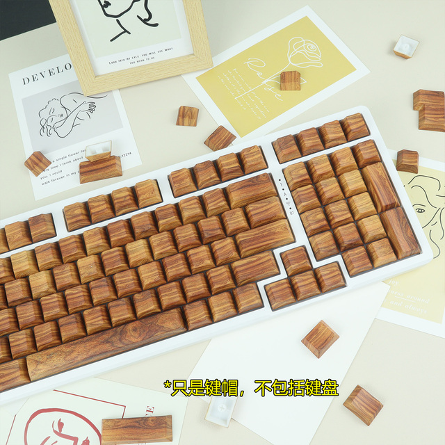 Mechanical Keyboard Cherry PBT Wooden Keycaps
