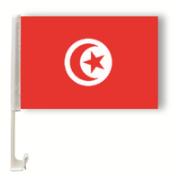 Drapeau national de la Tunisie à clipser sur la vitre de voiture, drapeau décoratif à suspendre, drapeau de voiture monté sur véhicule pour supporters nationaux