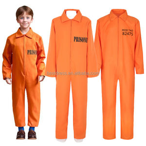 Costume de prisonnier pour garçon Combinaison orange pour enfants Jailbird Prium Cosplay Uniforme de prison pour Halloween Cosplay Party Set - Product Image 2