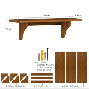 <strong>Dark</strong> <strong>Wood</strong> Wooden Floating <strong>Shelves</strong> for Wall Set - Product Image 2